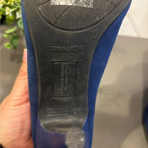 Christian Siriano Deep Blue Peep-Toe Boots - Picture 9 of 11